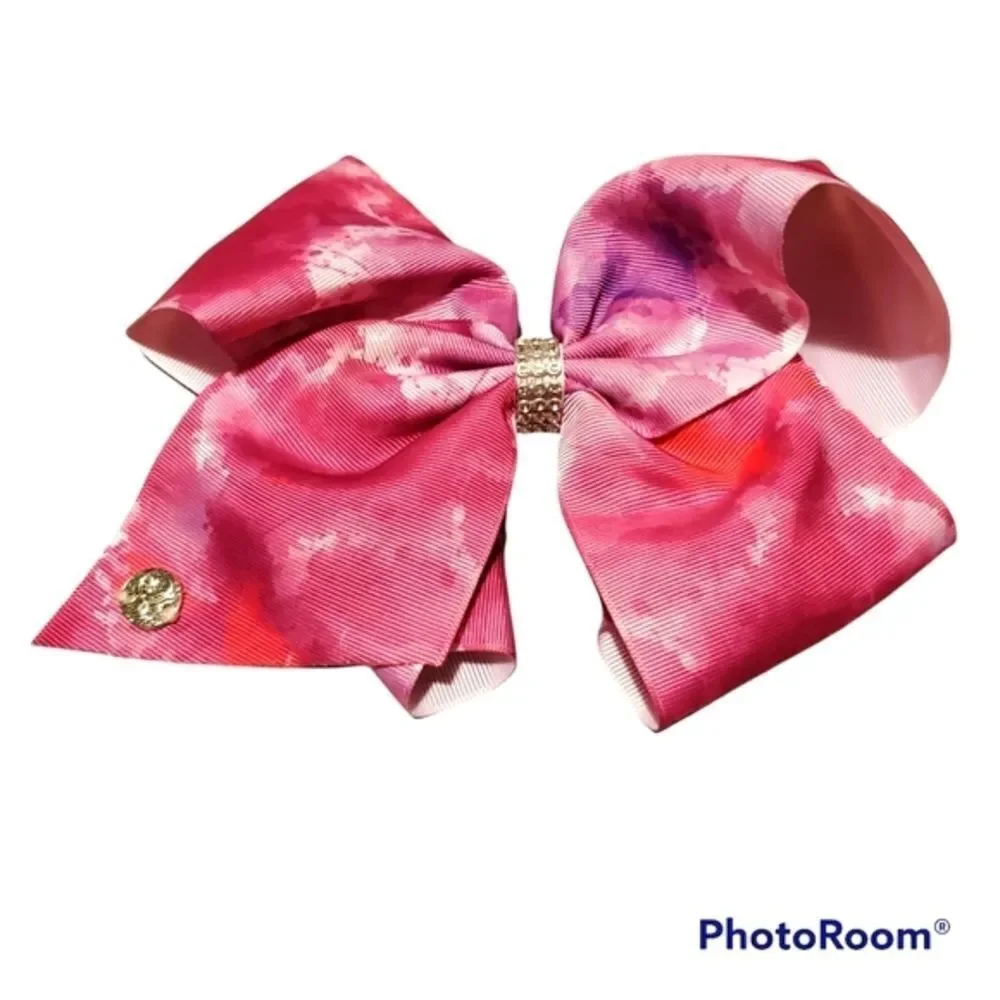 Pink Dyed Rhinestone Bow